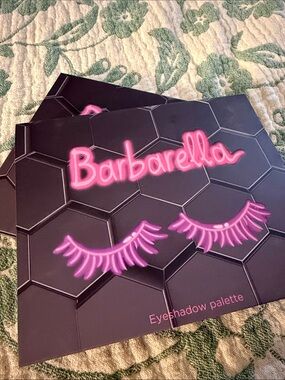 BARBARELLA Neon Accent Eyeshadow Palette - Black Case with Bright Pink Labels
